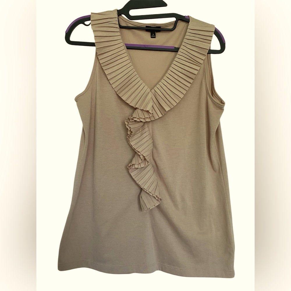 Talbots Pleated Tan Sleeveless Top